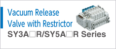 Vacuum release valve with restrictor Series SY3A□R/RY5A□R